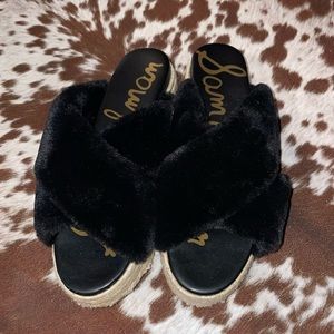 sam edelman faux fur sandals size 8.5